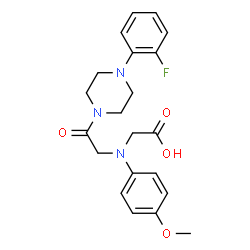 ChemSpider 2D Image | Glycine, N-[2-[4-(2-fluorophenyl)-1-piperazinyl]-2-oxoethyl]-N-(4-methoxyphenyl)- | C21H24FN3O4