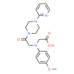 ChemSpider 2D Image | [(4-Methoxyphenyl){2-oxo-2-[4-(2-pyridinyl)-1-piperazinyl]ethyl}amino]acetic acid | C20H24N4O4