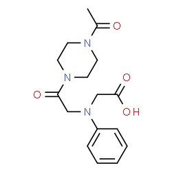 ChemSpider 2D Image | {[2-(4-Acetyl-1-piperazinyl)-2-oxoethyl](phenyl)amino}acetic acid | C16H21N3O4