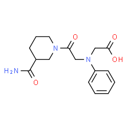 ChemSpider 2D Image | {[2-(3-Carbamoyl-1-piperidinyl)-2-oxoethyl](phenyl)amino}acetic acid | C16H21N3O4