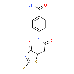 ChemSpider 2D Image | 4-{[(4-Oxo-2-thioxo-1,3-thiazolidin-5-yl)acetyl]amino}benzamide | C12H11N3O3S2