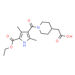 ChemSpider 2D Image | {1-[5-(ethoxycarbonyl)-2,4-dimethyl-1H-pyrrole-3-carbonyl]piperidin-4-yl}acetic acid | C17H24N2O5