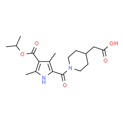 ChemSpider 2D Image | {1-[4-(isopropoxycarbonyl)-3,5-dimethyl-1H-pyrrole-2-carbonyl]piperidin-4-yl}acetic acid | C18H26N2O5