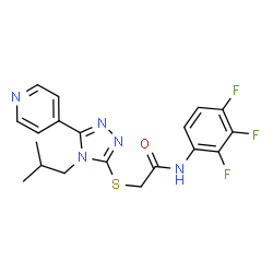 ChemSpider 2D Image | 2-{[4-Isobutyl-5-(4-pyridinyl)-4H-1,2,4-triazol-3-yl]sulfanyl}-N-(2,3,4-trifluorophenyl)acetamide | C19H18F3N5OS