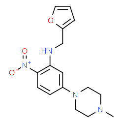 ChemSpider 2D Image | N-(2-Furylmethyl)-5-(4-methyl-1-piperazinyl)-2-nitroaniline | C16H20N4O3