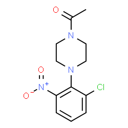 ChemSpider 2D Image | 1-[4-(2-Chloro-6-nitrophenyl)-1-piperazinyl]ethanone | C12H14ClN3O3