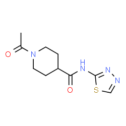 ChemSpider 2D Image | 1-acetyl-N-1,3,4-thiadiazol-2-yl-4-piperidinecarboxamide | C10H14N4O2S
