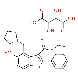ChemSpider 2D Image | Ethyl 5-hydroxy-2-phenyl-4-(1-pyrrolidinylmethyl)-1-benzofuran-3-carboxylate 2,3-dihydroxysuccinate (1:1) | C26H29NO10