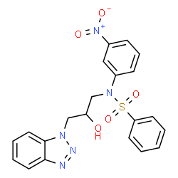 ChemSpider 2D Image | N-[3-(1H-Benzotriazol-1-yl)-2-hydroxypropyl]-N-(3-nitrophenyl)benzenesulfonamide | C21H19N5O5S