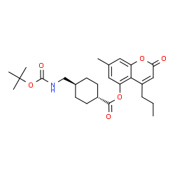 ChemSpider 2D Image | 7-Methyl-2-oxo-4-propyl-2H-chromen-5-yl trans-4-[({[(2-methyl-2-propanyl)oxy]carbonyl}amino)methyl]cyclohexanecarboxylate | C26H35NO6