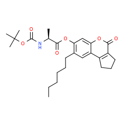 ChemSpider 2D Image | 8-Hexyl-4-oxo-1,2,3,4-tetrahydrocyclopenta[c]chromen-7-yl N-{[(2-methyl-2-propanyl)oxy]carbonyl}-L-alaninate | C26H35NO6