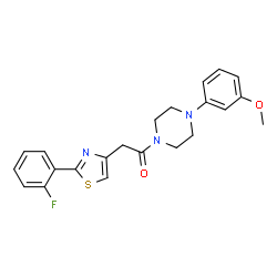 ChemSpider 2D Image | 2-[2-(2-Fluorophenyl)-1,3-thiazol-4-yl]-1-[4-(3-methoxyphenyl)-1-piperazinyl]ethanone | C22H22FN3O2S
