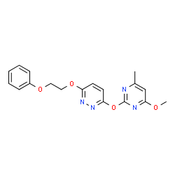 ChemSpider 2D Image | 3-[(4-Methoxy-6-methyl-2-pyrimidinyl)oxy]-6-(2-phenoxyethoxy)pyridazine | C18H18N4O4