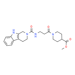 ChemSpider 2D Image | Methyl 1-[N-(1,3,4,9-tetrahydro-2H-beta-carbolin-2-ylcarbonyl)-beta-alanyl]-4-piperidinecarboxylate | C22H28N4O4