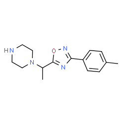 ChemSpider 2D Image | 1-{1-[3-(4-Methylphenyl)-1,2,4-oxadiazol-5-yl]ethyl}piperazine | C15H20N4O