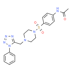 ChemSpider 2D Image | N-[4-({4-[(1-Phenyl-1H-tetrazol-5-yl)methyl]-1-piperazinyl}sulfonyl)phenyl]acetamide | C20H23N7O3S