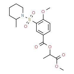 ChemSpider 2D Image | 1-Methoxy-1-oxo-2-propanyl 4-methoxy-3-[(2-methyl-1-piperidinyl)sulfonyl]benzoate | C18H25NO7S
