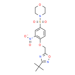 ChemSpider 2D Image | 4-[(4-{[3-(2-Methyl-2-propanyl)-1,2,4-oxadiazol-5-yl]methoxy}-3-nitrophenyl)sulfonyl]morpholine | C17H22N4O7S