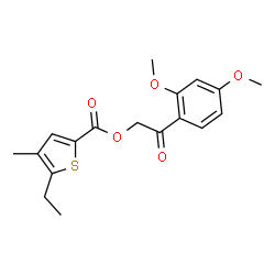 ChemSpider 2D Image | 2-(2,4-Dimethoxyphenyl)-2-oxoethyl 5-ethyl-4-methyl-2-thiophenecarboxylate | C18H20O5S