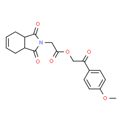 ChemSpider 2D Image | 2-(4-Methoxyphenyl)-2-oxoethyl (1,3-dioxo-1,3,3a,4,7,7a-hexahydro-2H-isoindol-2-yl)acetate | C19H19NO6