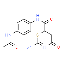 ChemSpider 2D Image | 2-amino-N-(4-acetamidophenyl)-4-oxo-5,6-dihydro-1,3-thiazine-6-carboxamide | C13H14N4O3S
