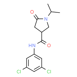 ChemSpider 2D Image | N-(3,5-Dichlorophenyl)-1-isopropyl-5-oxo-3-pyrrolidinecarboxamide | C14H16Cl2N2O2