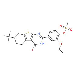 ChemSpider 2D Image | 2-Ethoxy-4-[7-(2-methyl-2-propanyl)-4-oxo-3,4,5,6,7,8-hexahydro[1]benzothieno[2,3-d]pyrimidin-2-yl]phenyl methanesulfonate | C23H28N2O5S2