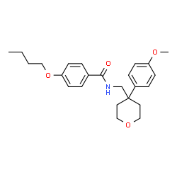 ChemSpider 2D Image | 4-Butoxy-N-{[4-(4-methoxyphenyl)tetrahydro-2H-pyran-4-yl]methyl}benzamide | C24H31NO4