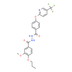 ChemSpider 2D Image | 3-Methoxy-4-propoxy-N'-(4-{[5-(trifluoromethyl)-2-pyridinyl]oxy}benzoyl)benzohydrazide | C24H22F3N3O5