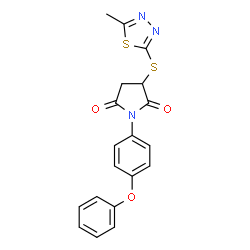 ChemSpider 2D Image | 3-[(5-Methyl-1,3,4-thiadiazol-2-yl)sulfanyl]-1-(4-phenoxyphenyl)-2,5-pyrrolidinedione | C19H15N3O3S2