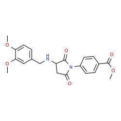 ChemSpider 2D Image | Methyl 4-{3-[(3,4-dimethoxybenzyl)amino]-2,5-dioxo-1-pyrrolidinyl}benzoate | C21H22N2O6