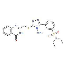ChemSpider 2D Image | 3-(4-Amino-5-{[(4-oxo-1,4-dihydro-2-quinazolinyl)methyl]sulfanyl}-4H-1,2,4-triazol-3-yl)-N,N-diethylbenzenesulfonamide | C21H23N7O3S2