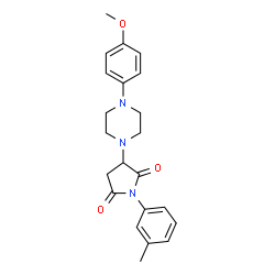 ChemSpider 2D Image | 3-[4-(4-Methoxy-phenyl)-piperazin-1-yl]-1-m-tolyl-pyrrolidine-2,5-dione | C22H25N3O3
