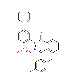 ChemSpider 2D Image | 4-(2,5-Dimethylphenyl)-2-[5-(4-methyl-1-piperazinyl)-2-nitrophenyl]-1(2H)-phthalazinone | C27H27N5O3