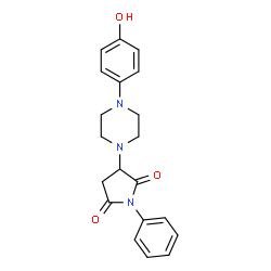 ChemSpider 2D Image | 3-[4-(4-Hydroxyphenyl)-1-piperazinyl]-1-phenyl-2,5-pyrrolidinedione | C20H21N3O3