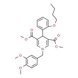 ChemSpider 2D Image | Dimethyl 4-(2-butoxyphenyl)-1-(3,4-dimethoxybenzyl)-1,4-dihydro-3,5-pyridinedicarboxylate | C28H33NO7