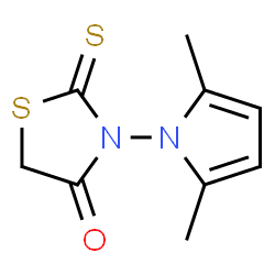 ChemSpider 2D Image | 3-(2,5-Dimethyl-1H-pyrrol-1-yl)-2-thioxo-1,3-thiazolidin-4-one | C9H10N2OS2