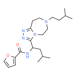 ChemSpider 2D Image | N-{3-Methyl-1-[7-(3-methylbutyl)-6,7,8,9-tetrahydro-5H-[1,2,4]triazolo[4,3-d][1,4]diazepin-3-yl]butyl}-2-furamide | C21H33N5O2