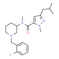 ChemSpider 2D Image | N-[1-(2-Fluorobenzyl)-3-piperidinyl]-3-isobutyl-N,1-dimethyl-1H-pyrazole-5-carboxamide | C22H31FN4O