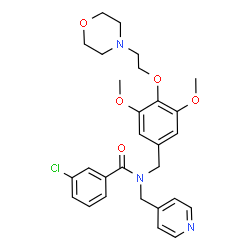 ChemSpider 2D Image | 3-Chloro-N-{3,5-dimethoxy-4-[2-(4-morpholinyl)ethoxy]benzyl}-N-(4-pyridinylmethyl)benzamide | C28H32ClN3O5