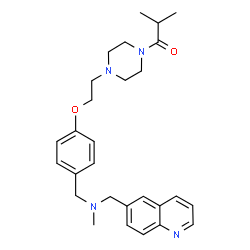 ChemSpider 2D Image | 2-Methyl-1-{4-[2-(4-{[methyl(6-quinolinylmethyl)amino]methyl}phenoxy)ethyl]-1-piperazinyl}-1-propanone | C28H36N4O2