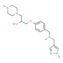ChemSpider 2D Image | 1-[4-({Methyl[(1-methyl-1H-pyrazol-4-yl)methyl]amino}methyl)phenoxy]-3-(4-methyl-1-piperazinyl)-2-propanol | C21H33N5O2