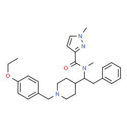 ChemSpider 2D Image | N-{1-[1-(4-Ethoxybenzyl)-4-piperidinyl]-2-phenylethyl}-N,1-dimethyl-1H-pyrazole-3-carboxamide | C28H36N4O2