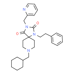 ChemSpider 2D Image | 8-(Cyclohexylmethyl)-1-(2-phenylethyl)-3-(2-pyridinylmethyl)-1,3,8-triazaspiro[4.5]decane-2,4-dione | C28H36N4O2
