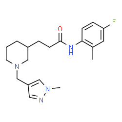 ChemSpider 2D Image | N-(4-Fluoro-2-methylphenyl)-3-{1-[(1-methyl-1H-pyrazol-4-yl)methyl]-3-piperidinyl}propanamide | C20H27FN4O