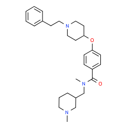 ChemSpider 2D Image | N-Methyl-N-[(1-methyl-3-piperidinyl)methyl]-4-{[1-(2-phenylethyl)-4-piperidinyl]oxy}benzamide | C28H39N3O2