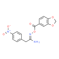 ChemSpider 2D Image | N-[(1,3-Benzodioxol-5-ylcarbonyl)oxy]-2-(4-nitrophenyl)ethanimidamide | C16H13N3O6