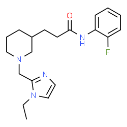ChemSpider 2D Image | 3-{1-[(1-Ethyl-1H-imidazol-2-yl)methyl]-3-piperidinyl}-N-(2-fluorophenyl)propanamide | C20H27FN4O
