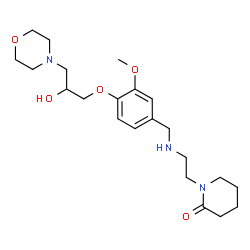 ChemSpider 2D Image | 1-[2-({4-[2-Hydroxy-3-(4-morpholinyl)propoxy]-3-methoxybenzyl}amino)ethyl]-2-piperidinone | C22H35N3O5
