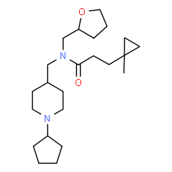ChemSpider 2D Image | N-[(1-Cyclopentyl-4-piperidinyl)methyl]-3-(1-methylcyclopropyl)-N-(tetrahydro-2-furanylmethyl)propanamide | C23H40N2O2